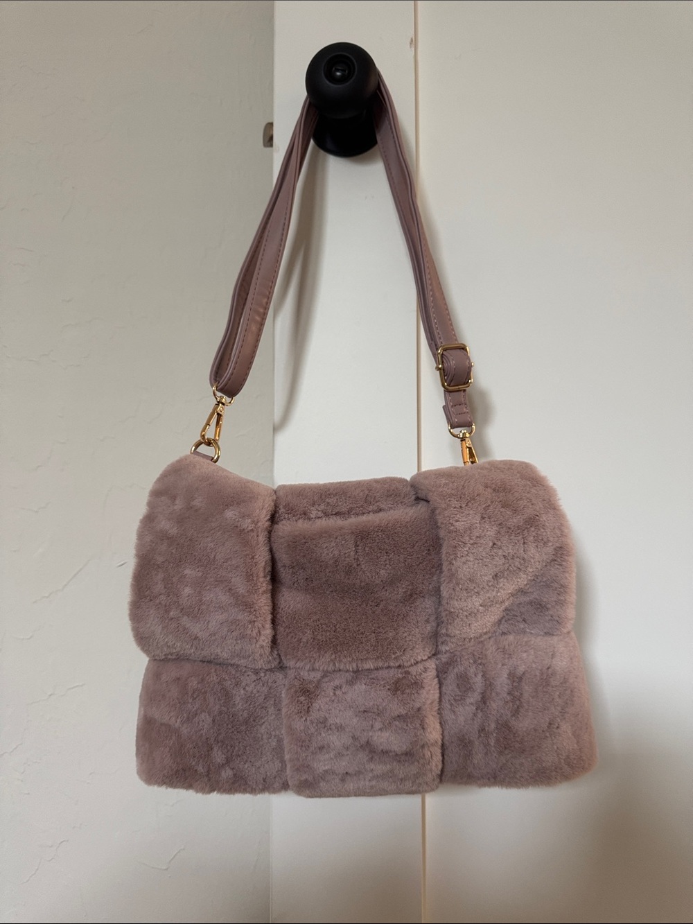 Anthropologie Plush Faux-Fur Shoulder Bag in Mauve